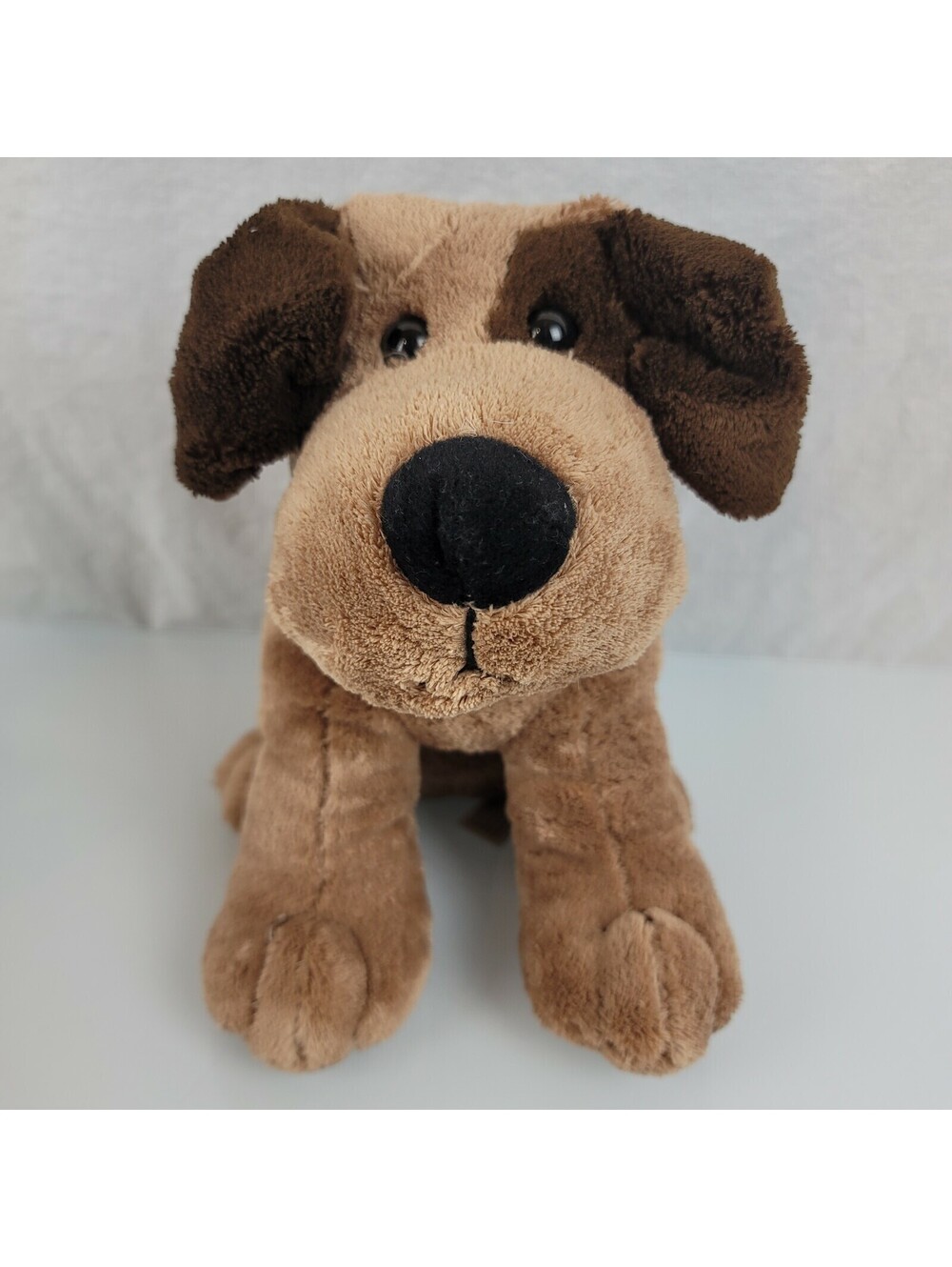 Chosun Stuffed Plush Brown Eye Spot Dog Puppy Sitting Soft No beans 10"